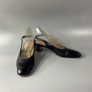 Authentic Vintage Salvatore Ferragamo Cap Toe Slingback Flats, Size 7 AA